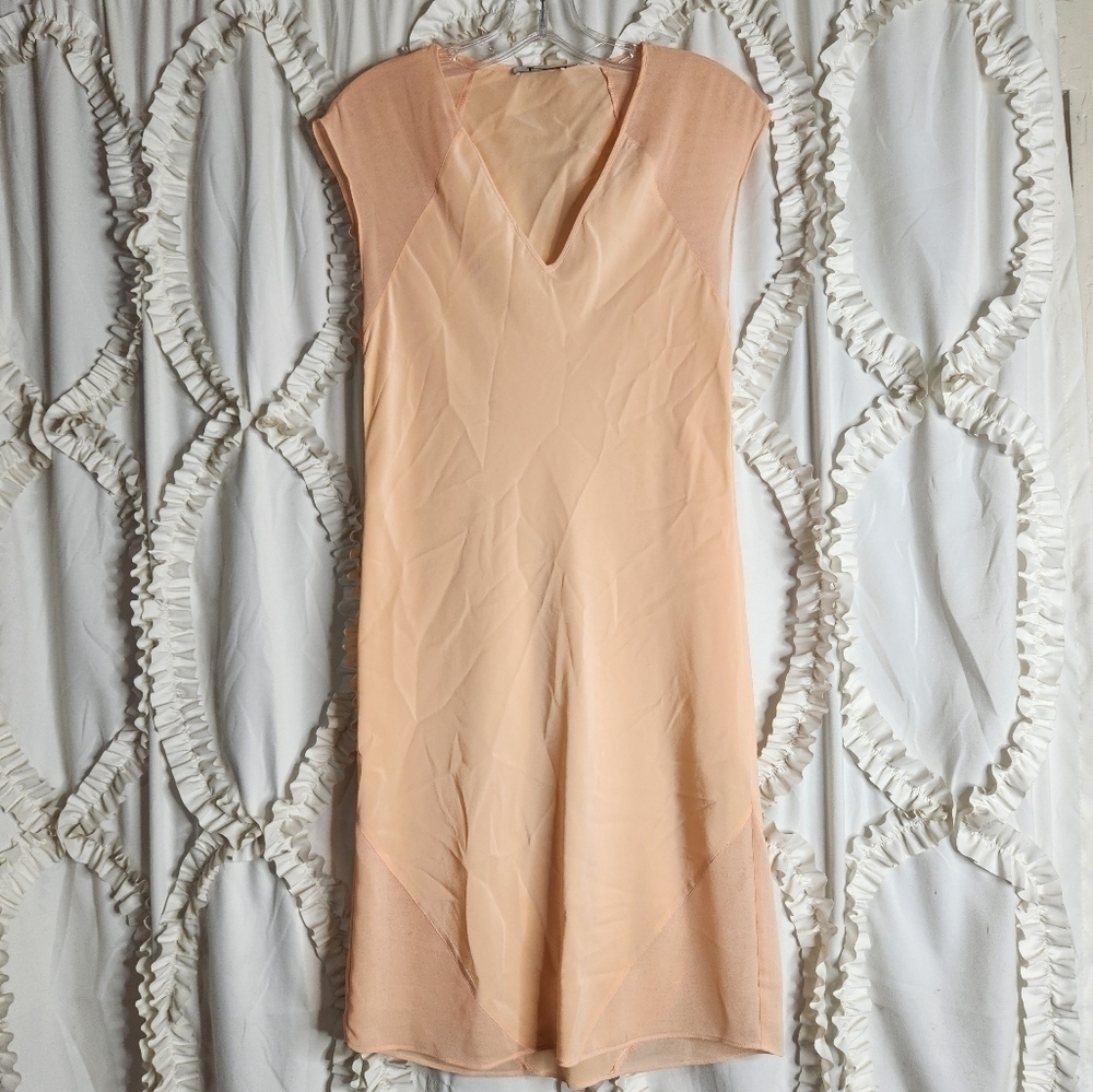 T Alexander Wang Peach V Neck Silk Dress size Medium